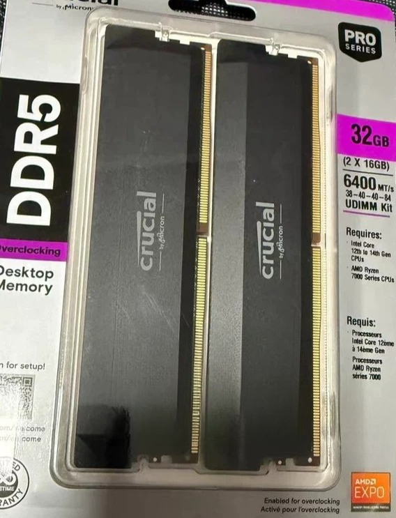 Ddr5 Kit - ชุดแรม DDR5 6000MHz ขนาด 32GB, หน่วยความจำสำหรับเล่นเกมบนเดสก์ท็อปขนาด