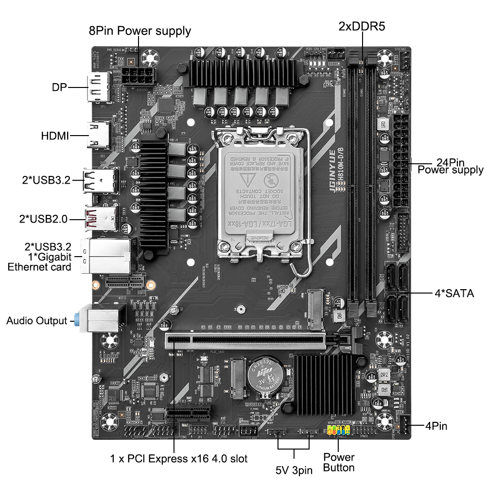 เมนบอร์ด JGINYUE H810 Intel LG - Ddr5 64Gb บทวิจารณ์และราคา